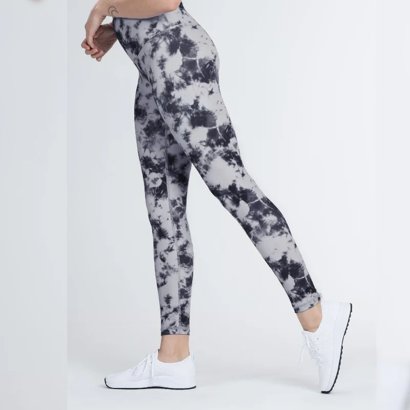Comfortable Yoga Pants for Daily Wear -Printed Signature Tight Black Photo Tie Dye