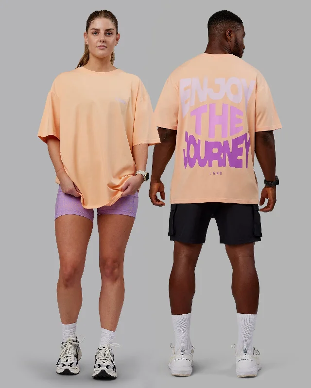 Women's Yoga Tops for Toning -Unisex E.T.J FLXCotton Tee Oversize - Peach Fuzz-Purple