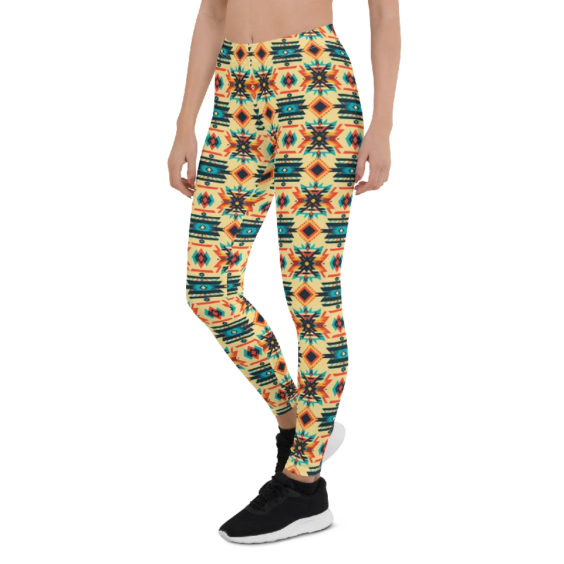 Soft Fit Yoga Pants for Gentle Practice -Earth Tribal Pattern Leggings