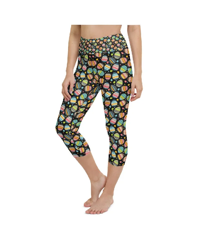 Stylish Yoga Pants for Workouts -Easter Egg Yoga Capris