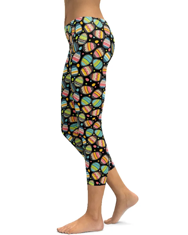 Yoga Pants for Daily Stretching -Easter Eggs Capris
