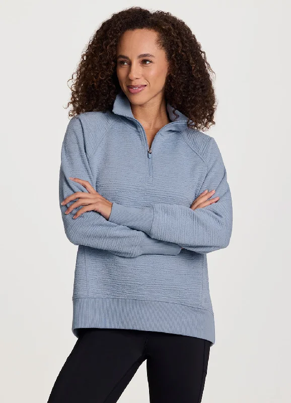 Yoga Tops for Extra Support and Comfort -Easy Living Textured 1/4 Zip Pullover