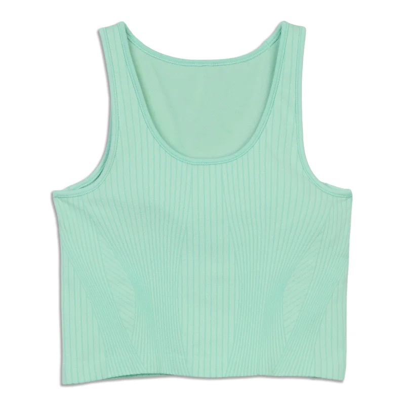 Women's Yoga Tops with Ribbed Fabric -Ebb To Street Cropped Racerback Tank Top - Resale