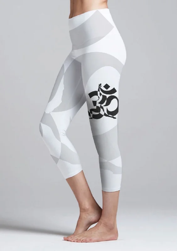Yoga Pants with Built-In Control -Eco Recycled Fabric OM High Waist Womens Yoga Capris Yoga Pants with Built-In Control -Eco Recycled Fabric OM High Waist Womens Yoga Capris