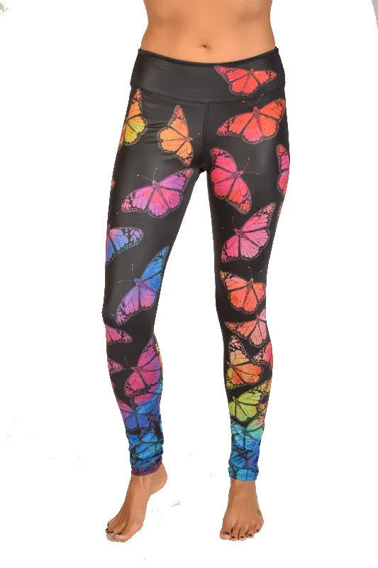 Yoga Pants for Active Women -Eco-Light Black Butterfly Pant