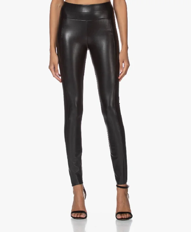 Performance Yoga Shorts for Comfort -Edie Vegan Leather Forming Leggings In Black