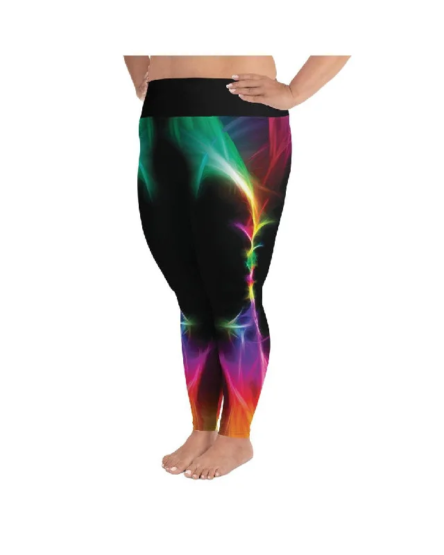 High-Waisted Yoga Pants for Extra Support -EDM Particle Wave Plus Size Leggings