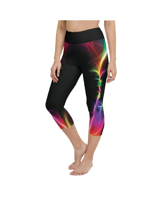 Yoga Pants with Shaping Fit -EDM Particle Wave Yoga Capris