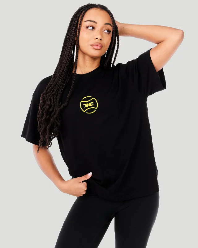 Long Sleeve Yoga Tops for Winter -EE Tennis Women's Oversized Tee - Black