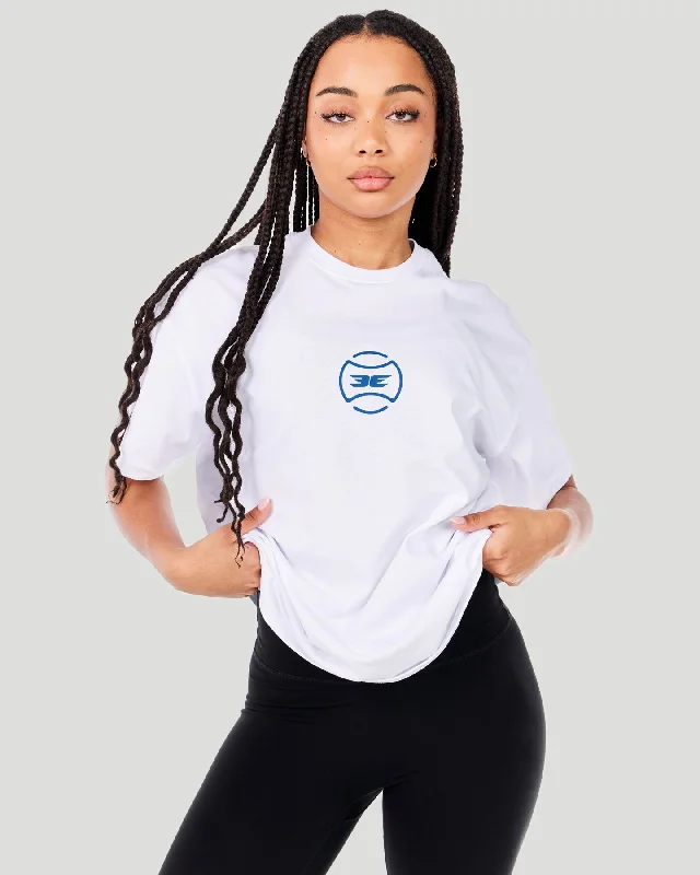 Loose Yoga Tops for Relaxing -EE Tennis Women's Oversized Tee - White