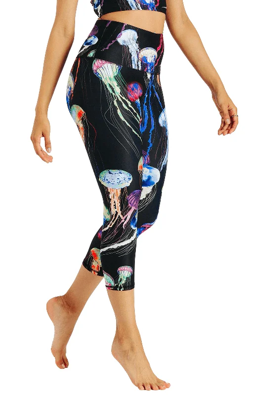 Stylish Yoga Pants for Gym -Electric Flow Printed Yoga Crops