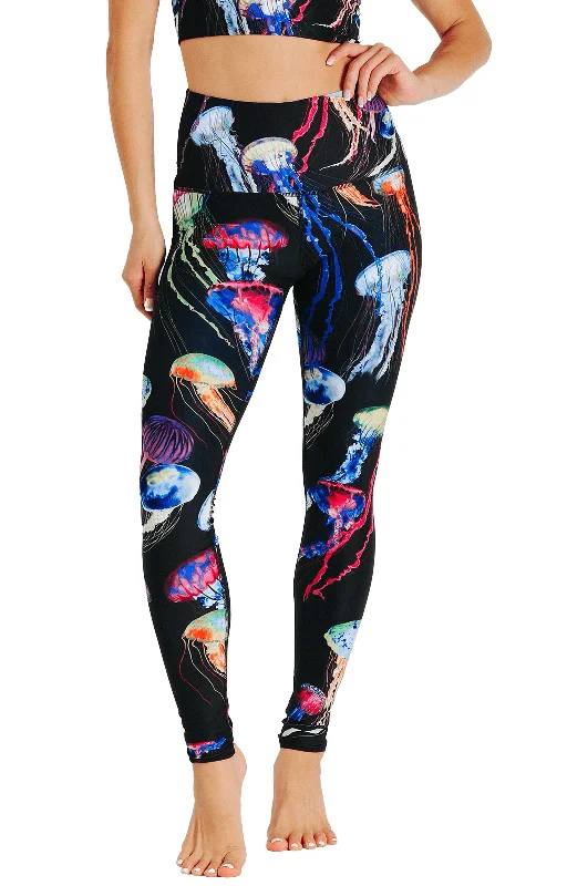 High-Waisted Yoga Pants for Strength Training -Electric Flow Printed Yoga Leggings