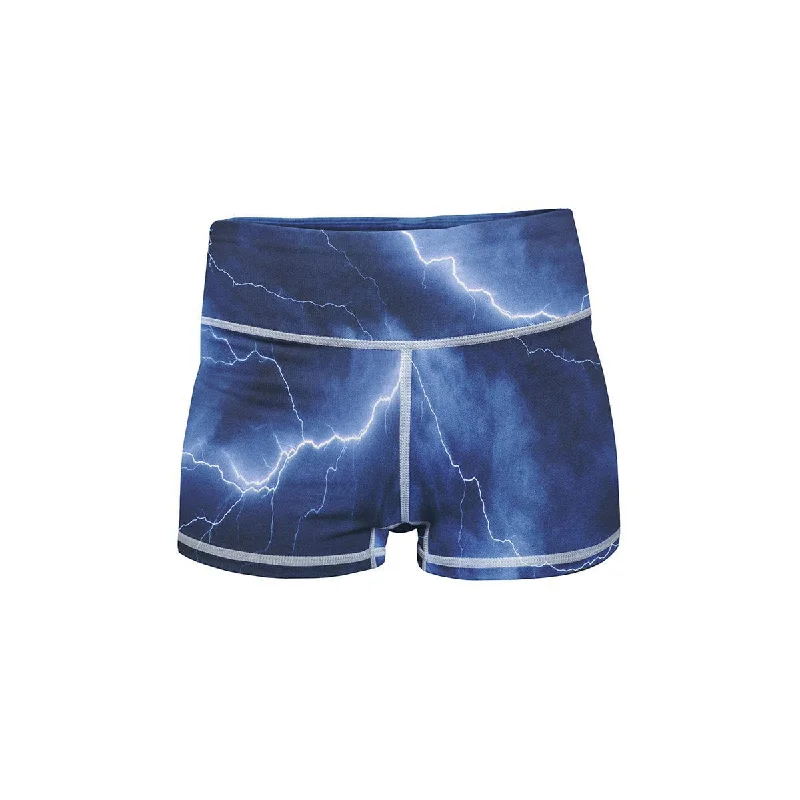Women's Yoga Shorts for Comfort -Electric Storm Yoga Shorts