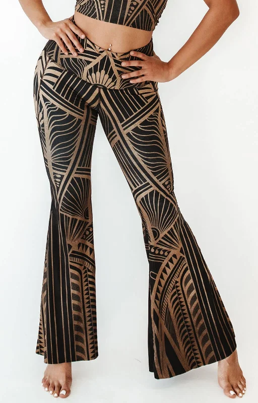 Yoga Pants for Stability -Elegant Empire Printed Bell Bottoms