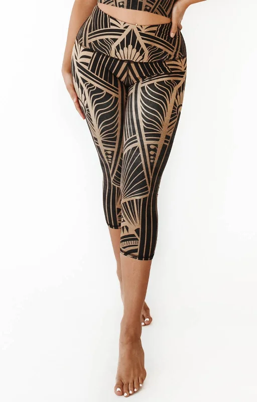 Yoga Pants for Relaxing and Stretching -Elegant Empire Printed Yoga Crops