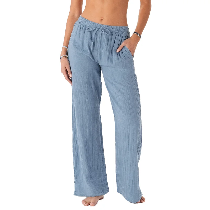 Best Yoga Pants for Stretching -Elemental Blue Cotton Cabana Pants