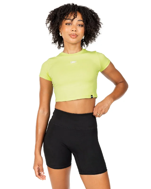 Yoga Tops for Daily Wear and Practice -Elite Crop Tee - Lime