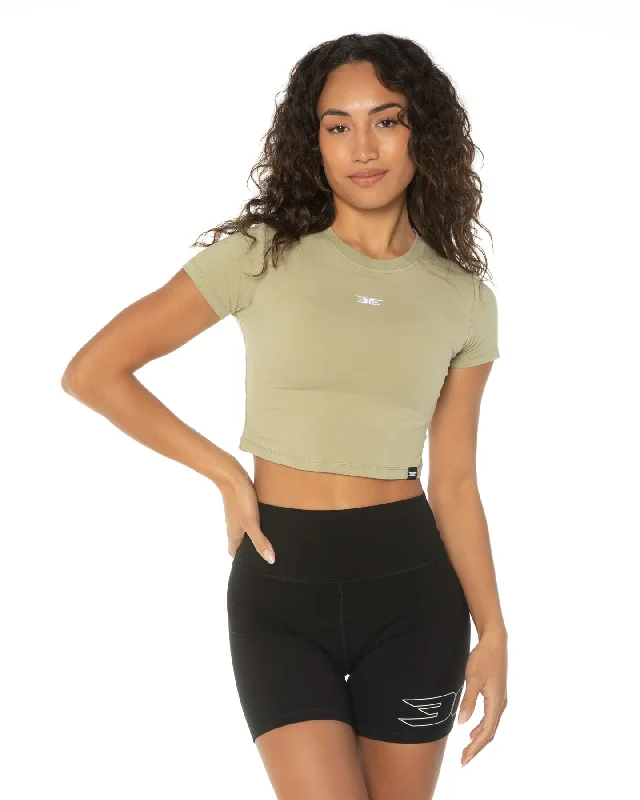 Yoga Tops for Intense Yoga Workouts -Elite Crop Tee - Sage