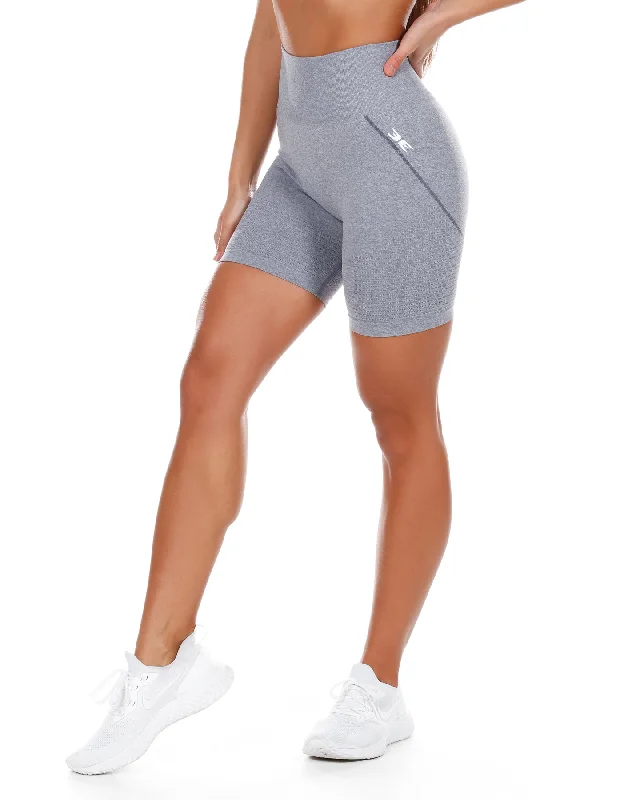 Yoga Shorts for Core Workouts -Elite Seamless Shorts - Grey Mist