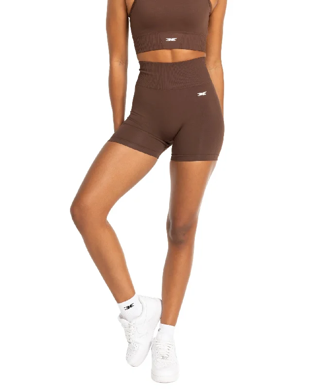 Yoga Shorts for Flexibility and Mobility -Elite Seamless V2 Shorts - Chocolate (Subtle Scrunch)