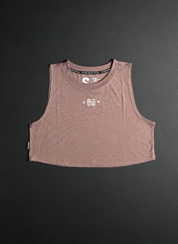 Mesh Yoga Tops for Women -EMB CROP TANK - EARTH