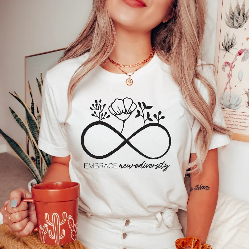 Yoga Tops for High-Intensity Training -Embrace Neurodiversity • White Tee
