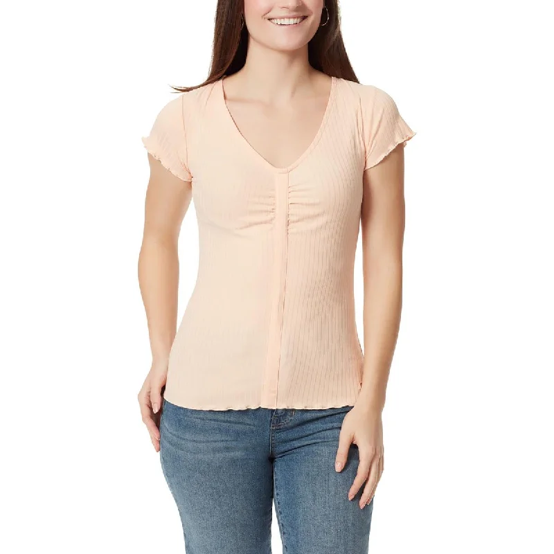 Yoga Tops for Flexibility and Strength -Emerson Womens V Neck Ruched Pullover Top
