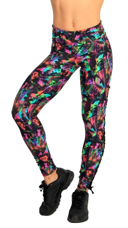 Performance Yoga Shorts with Pockets -Equilibrium Activewear Printed Lace Up Legging L763 Santa Monica Performance Yoga Shorts with Pockets -Equilibrium Activewear Printed Lace Up Legging L763 Santa Monica