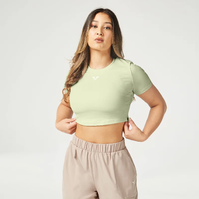 Comfortable Yoga Tops for Long Poses -Essential Cropped Tee - Desert Sage