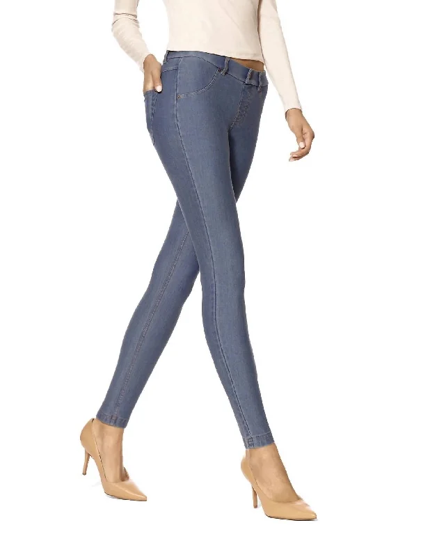 Yoga Shorts for Movement and Stretch -Essential Denim Leggings In Stone Acid Wash