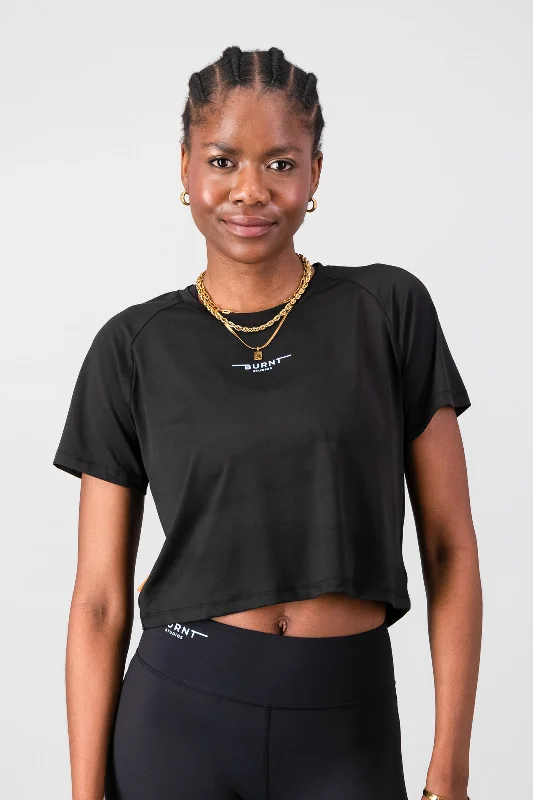 Yoga Tops for Flexibility and Strength -Essential Flow Tee - Black