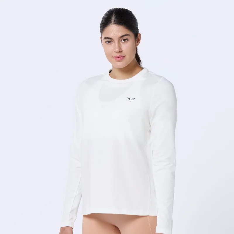 Yoga Tops for Active and High-Energy Workouts -Essential Full Sleeves Tee - Pearl White Yoga Tops for Active and High-Energy Workouts -Essential Full Sleeves Tee - Pearl White