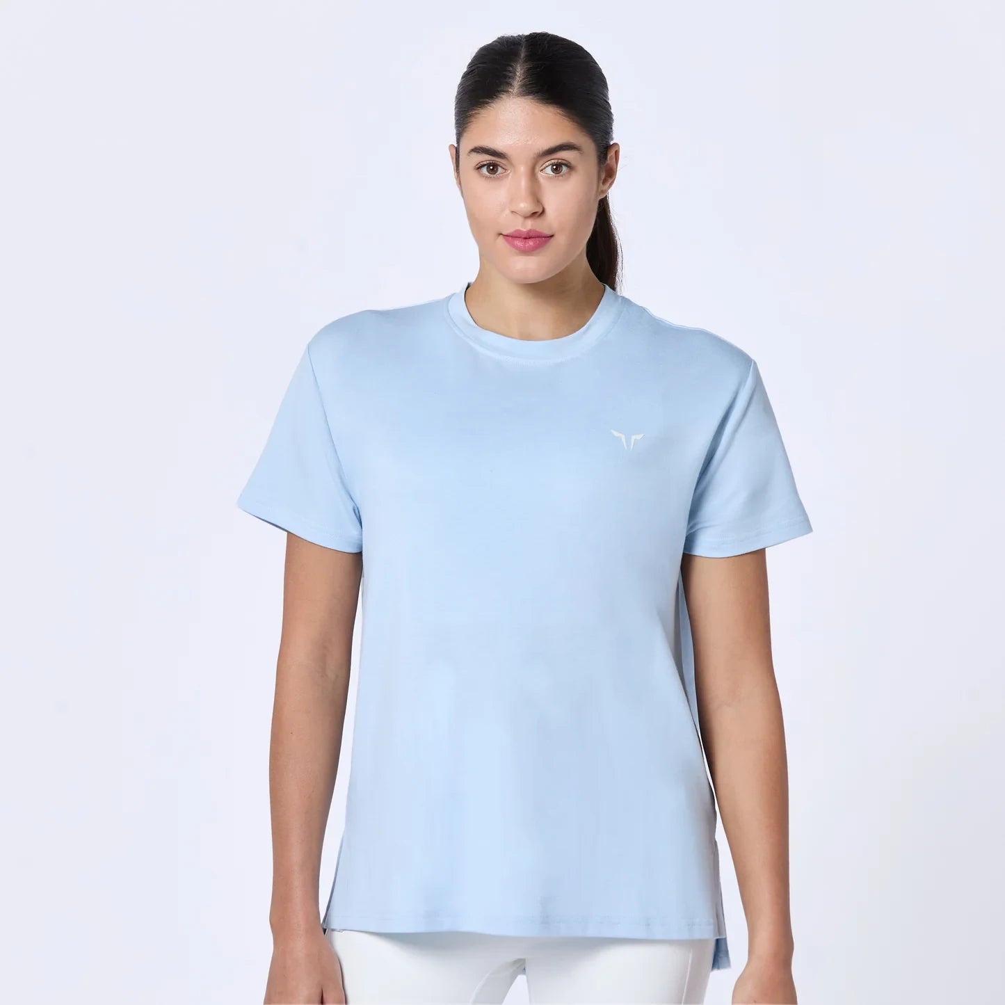 Elegant Yoga Tops for Women -Essential Longline Oversized Tee - Skyway