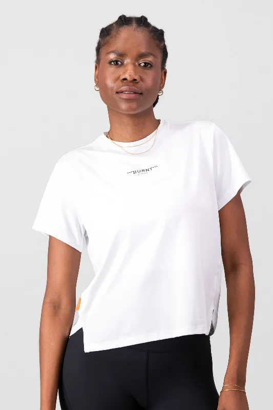 Women's Yoga Tops with Supportive Features -Essential Movement Tee - White