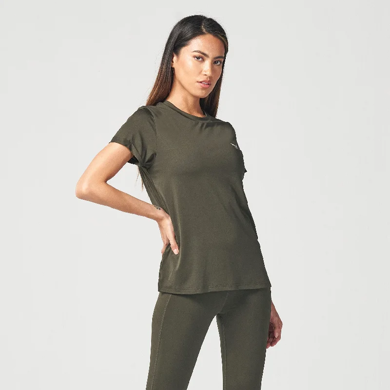 Best Yoga Tops for Comfort -Essential Relaxed Fit Tee - Khaki