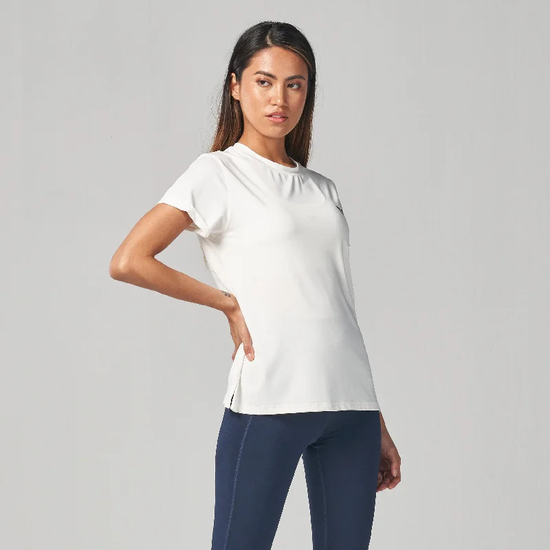 Yoga Tops for All Yoga Poses -Essential Relaxed Fit Tee - Pearl White