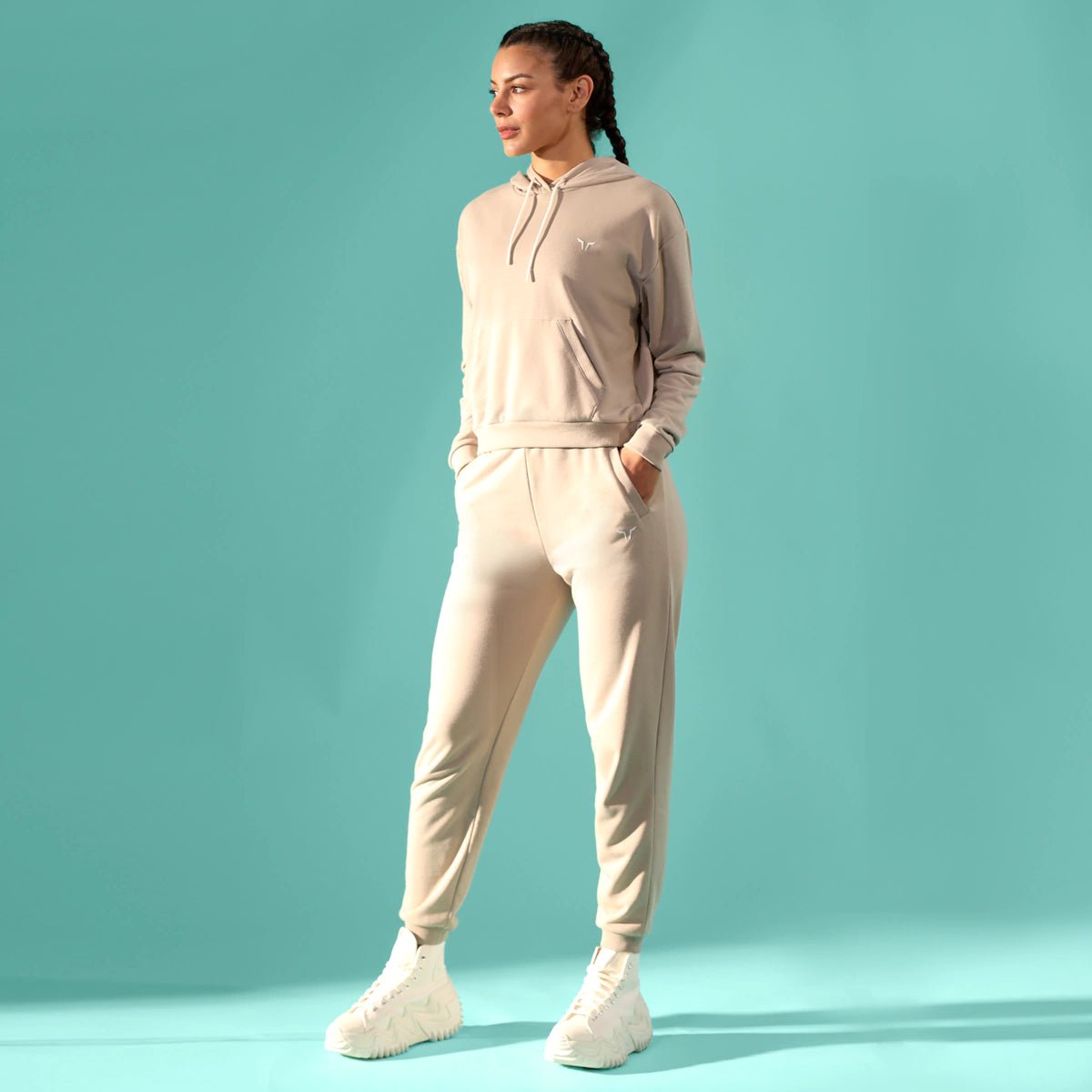 Women's Yoga Tops with Stretchy, Supportive Fabric -Essential Relaxed Hoodie - Cobblestone Women's Yoga Tops with Stretchy, Supportive Fabric -Essential Relaxed Hoodie - Cobblestone