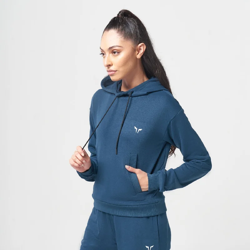 High-Waisted Yoga Tops -Essential Warm Up Hoodie - Teal