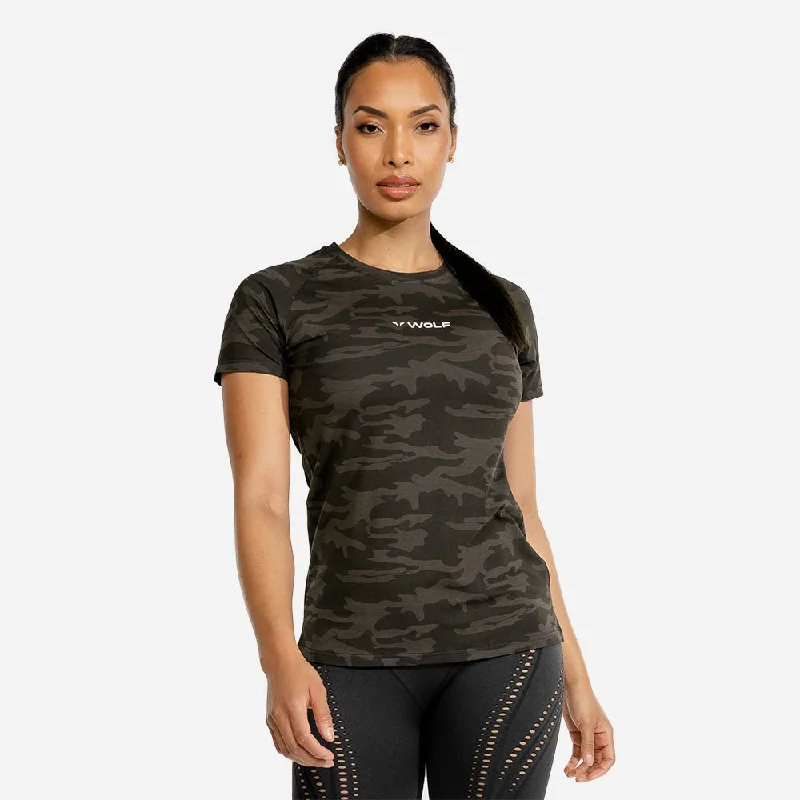 Yoga Tops with Unique Designs for Style -Evolve Tee - Camo