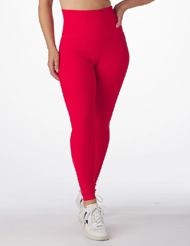 Yoga Pants for Flexibility and Strength -Extra High Waist Power Legging: Cherry