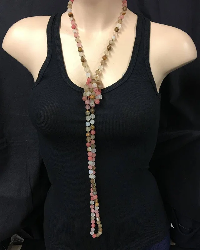 Breathable Yoga Shorts -Extra Long Hand Knotted Rose Colored Natural Stone Beaded Necklace Breathable Yoga Shorts -Extra Long Hand Knotted Rose Colored Natural Stone Beaded Necklace