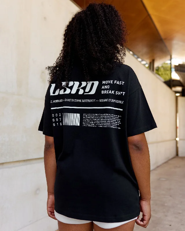 Yoga Tops for Mobility and Comfort -Unisex Fail Forward Heavyweight FLXCotton Tee Oversize - Black-Off White