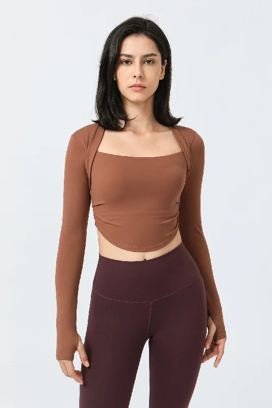 Organic Protein Bar for Detoxing -Fake Two-Piece Long Sleeves Crop Sports Top