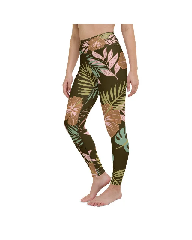 Yoga Pants for Stretch and Relaxation -Fall Floral Yoga Pants