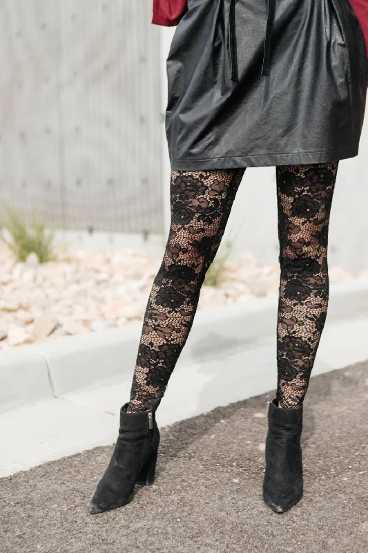 Yoga Shorts for Comfort and Movement -Fanciful Floral Leggings In Black