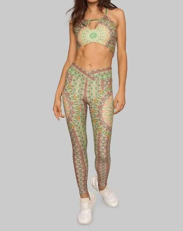 Soft Yoga Shorts for Exercise -Fauna Ruched Crossover Legging In Multi