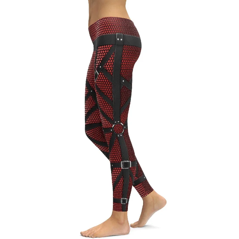 Flexible Fit Yoga Pants -Faux Carbon and Belts Leggings