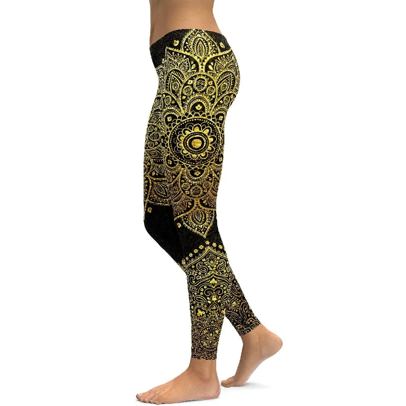Stylish Yoga Pants for Gym -Faux Golden Mandala leggings