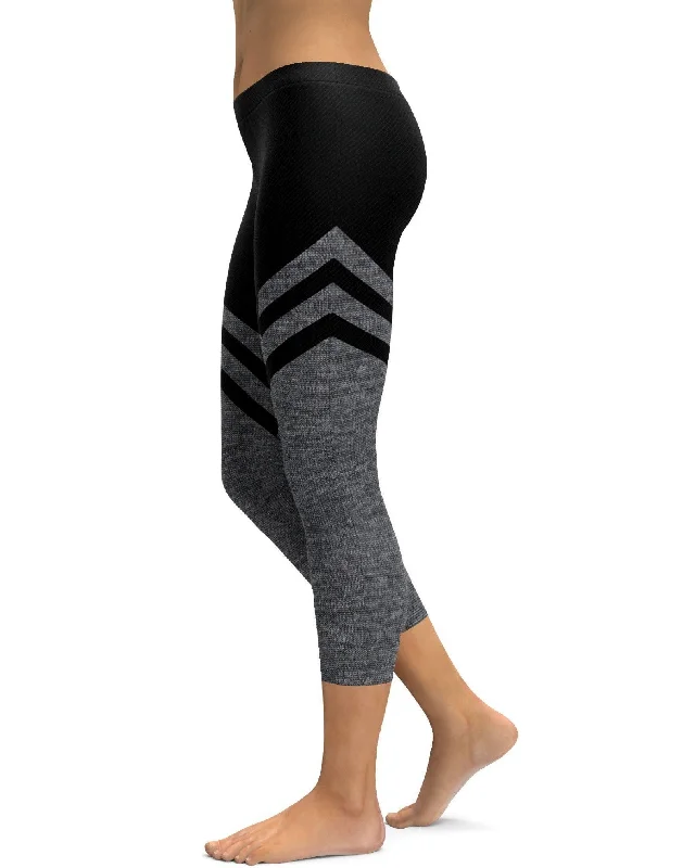 Yoga Pants for Intense Practice -Faux Heathered & Black Stocking Capris