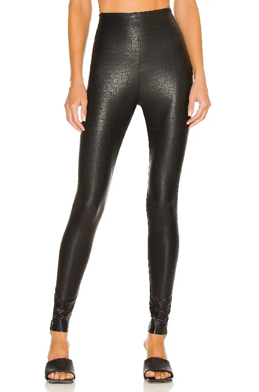 Yoga Shorts for Strengthening and Flexibility -Faux Leather Animal Legging In Black Croc Yoga Shorts for Strengthening and Flexibility -Faux Leather Animal Legging In Black Croc